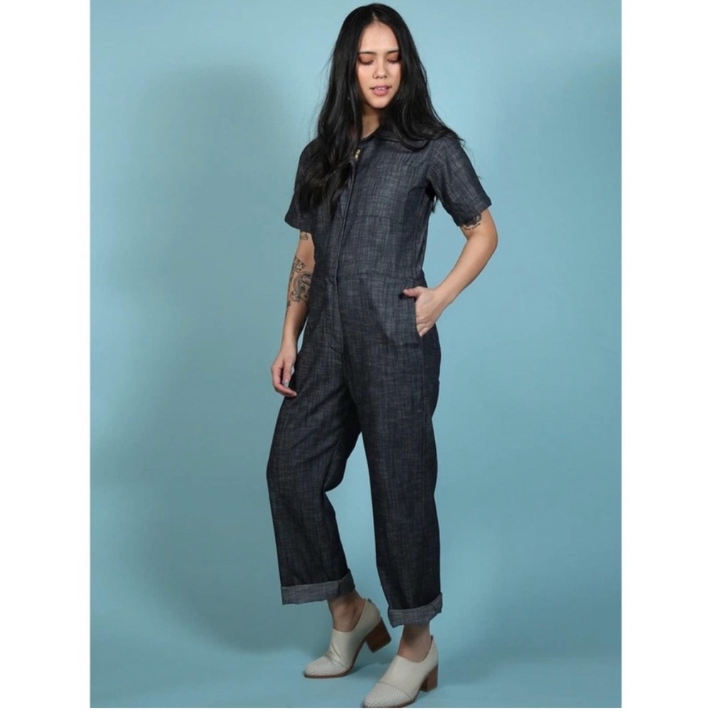 Nooworks Denim Jean Stretch Coveralls Jumpsuit sz M small